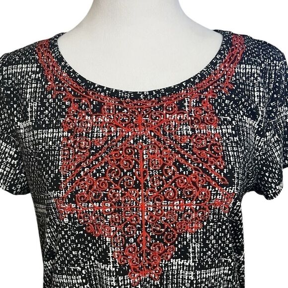 THML black, white red embroidered shirt dress with pockets short sleeve small - Picture 8 of 10